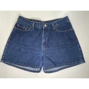 Classic High-Rise Dark Blue Denim Shorts